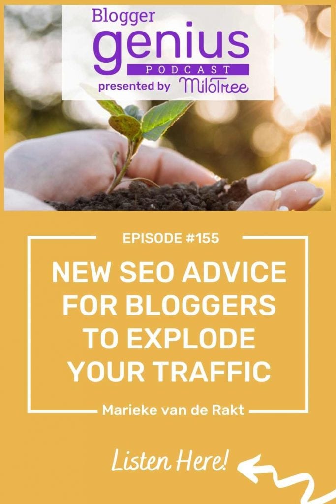 Want New SEO Advice for Bloggers to Explode Their Traffic? Listen to this episode of The Blogger Genius Podcast with Jillian Leslie to learn what's important today! Brought to you by MiloTree.com.
