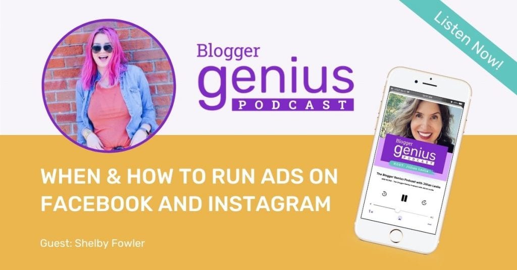 If you've ever wondered when and how to run ads on Facebook and Instagram, don't miss my episode of The Blogger Genius Podcast. 