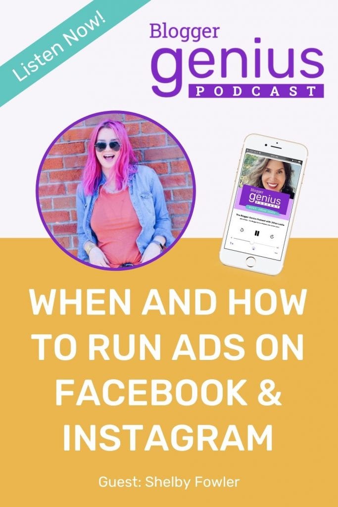 If you've ever wondered when and how to run ads on Facebook and Instagram, don't miss my episode of The Blogger Genius Podcast with Jillian Leslie. I'm interviewing ads, expert Shelby Fowler. Wee talk about how to have success with ads. | MiloTree.com