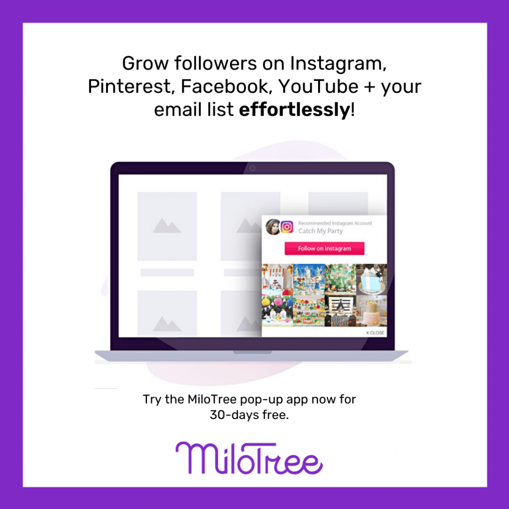 Get the MiloTree pop-up app now with your first 30 days free.