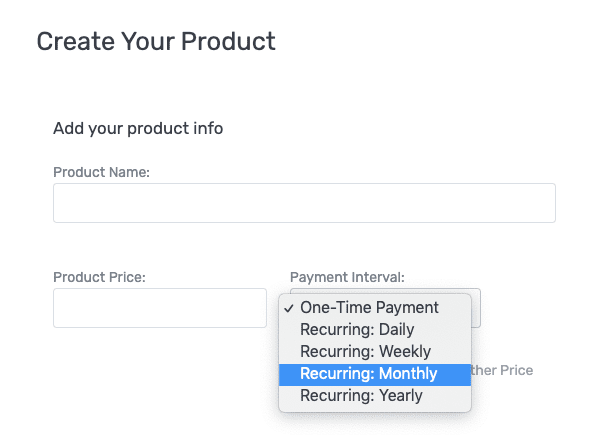 MiloTree Easy Payments product dashboard where you set your price
