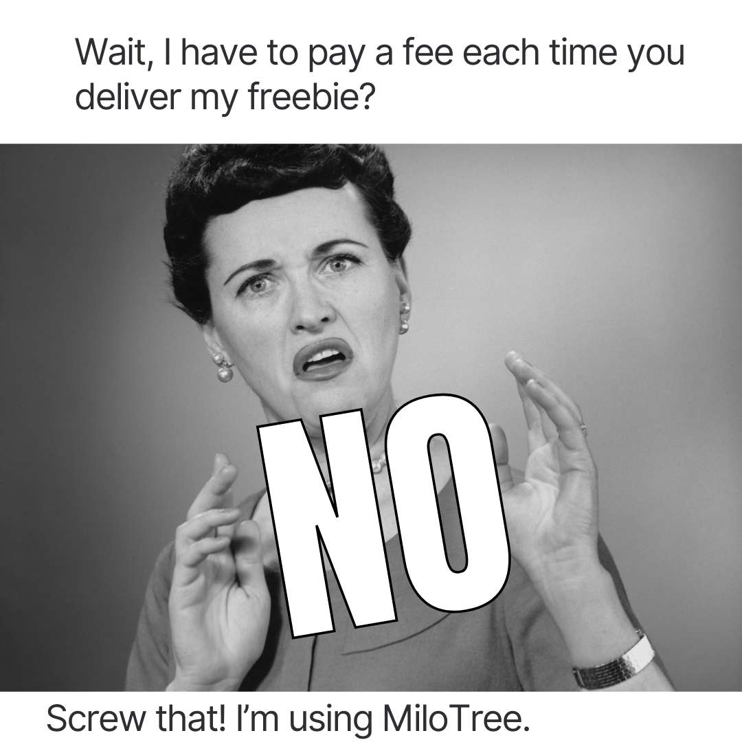 MiloTree delivers your freebies and lead magnets free to your new email subscribers. No added fees!